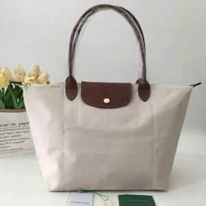 Longchamp Cream and Brown Tote Bag